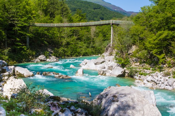 The first section of the Slalom course on the Söca river.
